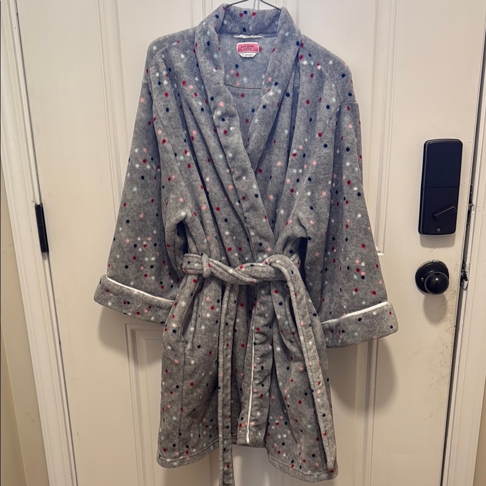 Kate Spade Gray Robe with Colorful Dots